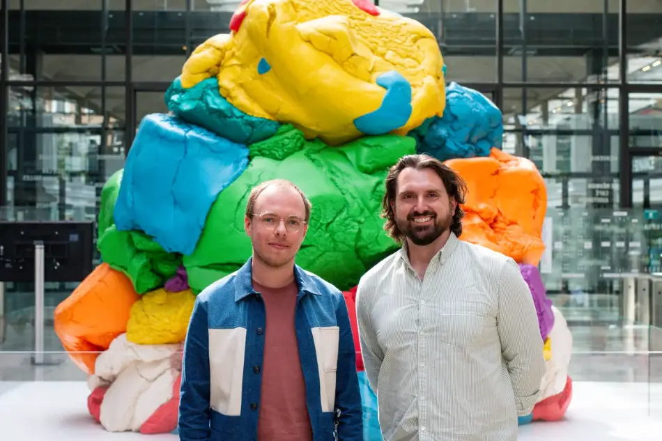 Grégoire Gaonach and Spencer Hawes, PolicyMate co-founders, at Station F in Paris